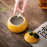 Cute Fruit Ceramic Ashtray with Lid Decorative Covered Ash Tray