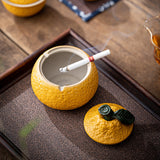 Cute Fruit Ceramic Ashtray with Lid Decorative Covered Ash Tray
