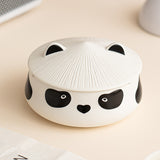 Adorable Panda Ashtray with Lid Ceramic Cute Cool Pottery Porcelain Ash Tray Covered Lidded Smokeless Windproof Portable