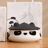Adorable Panda Ashtray with Lid Ceramic Cute Cool Pottery Porcelain Ash Tray Covered Lidded Smokeless Windproof Portable
