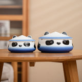 Adorable Panda Ashtray with Lid Ceramic Cute Cool Pottery Porcelain Ash Tray Covered Lidded Smokeless Windproof Portable