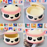 Adorable Panda Ashtray with Lid Ceramic Cute Cool Pottery Porcelain Ash Tray Covered Lidded Smokeless Windproof Portable