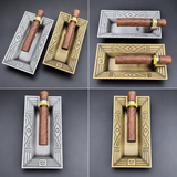 Art Deco metal cigar ashtray lifestyle collage with cigar and color variants