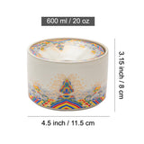 Size chart of round ceramic ashtray with diameter and height measurements