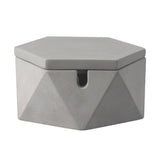 light gray hexagon ashtray with lid clean geometric shape