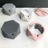 pink hexagon ashtray with inner tray and accessories display