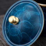 Brass Ashtray with Lid Luxury Design Lid Ocean Blue