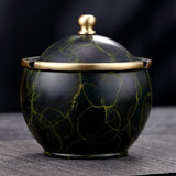 Brass Ashtray with Lid Luxury Design Midnight Black