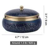 Brass Ashtray with Lid Luxury Marble Texture Design Blue