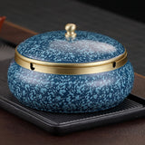 Brass Ashtray with Lid Luxury Marble Texture Design
