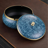 Brass Ashtray with Lid Luxury Marble Texture Design