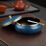 Brass Ashtray with Lid Luxury Marble Texture Design