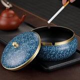 Brass Ashtray with Lid Luxury Marble Texture Design