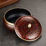 Brass Ashtray with Lid Luxury Marble Texture Design
