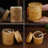Car Ashtray with Lid Bamboo cool rustic covered lidded smokeless outdoor ash tray