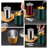 Car Ashtray with Lid Metal Stainless Steel Smokeless Windproof Covered Lidded