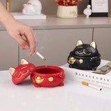Cat Ashtray with Lid Cement Red Black Windproof Smokeless Lidded Covered Cute Cool Ash tray