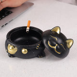 Cat Ashtray with Lid Cement Red Black Windproof Smokeless Lidded Covered Cute Cool Ash tray