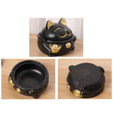 Cat Ashtray with Lid Cement Red Black Windproof Smokeless Lidded Covered Cute Cool Ash tray