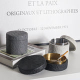 Cement Ashtray with Stainless Steel Removable Tray With Lid