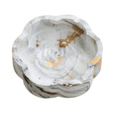 Flower shaped ceramic marble pattern ashtray with raised rose center and cigarette rests