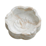 Ivory sand marble flower shaped ceramic ashtray with soft neutral veining