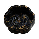 Black gold marble flower shaped ceramic ashtray with dark glossy finish