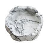 Gray smoke marble flower shaped ceramic ashtray with black stone-inspired veining