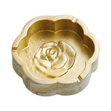 Sandstone marble flower shaped ashtray with gold-tone interior and raised rose center