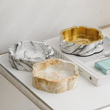 Flower shaped ceramic ashtray with marble pattern and gold-tone interior variants
