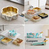 Decorative flower shaped ceramic ashtrays in assorted marble patterns and gold-tone finishes