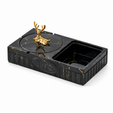 Black ceramic ashtray with lid and storage compartment for smoking accessories