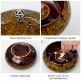 Ceramic Ashtray with Lid for Indoor and Outdoor Use