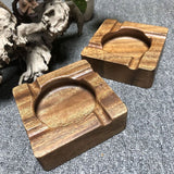 Cigar Ashtray Cool Solid Walnut Wood Rustic Minimalist Ash Tray Square Cigarette