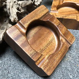 Cigar Ashtray Cool Solid Walnut Wood Rustic Minimalist Ash Tray Square Cigarette
