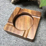 Cigar Ashtray Cool Solid Walnut Wood Rustic Minimalist Ash Tray Square Cigarette