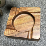 Cigar Ashtray Cool Solid Walnut Wood Rustic Minimalist Ash Tray Square Cigarette