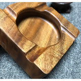 Cigar Ashtray Cool Solid Walnut Wood Rustic Minimalist Ash Tray Square Cigarette