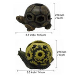 Turtle ashtray size guide showing top and side measurements for product reference