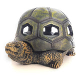 Rustic turtle ashtray side view with shell pattern and vintage green finish