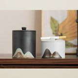 Cool Ashtray with Lid for Outdoor Porch Ceramic windproof smokeless ash tray