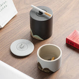 Cool Ashtray with Lid for Outdoor Porch Ceramic windproof smokeless ash tray