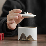 Cool Ashtray with Lid for Outdoor Porch Ceramic windproof smokeless ash tray