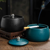 Cool Outdoor Ashtray for Patio with Lid Ceramic Cute Lidded Covered Smokeless Ash Tray