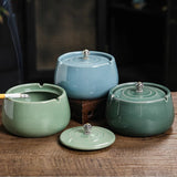 Cool Outdoor Ashtray for Patio with Lid Ceramic Cute Lidded Covered Smokeless Ash Tray