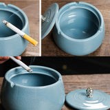 Cool Outdoor Ashtray for Patio with Lid Ceramic Cute Lidded Covered Smokeless Ash Tray