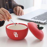 Covered Ashtray Apple Ceramic Ash Tray Smokeless Windproof Cool Cute Home Decor
