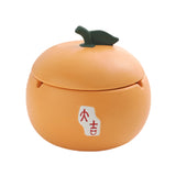 Covered Ashtray Orange Ceramic Ash Tray Smokeless Windproof Cool Cute Home Decor