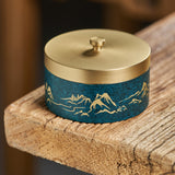Covered Brass Ashtray Windproof Lidded Smokeless Ash Tray with Lid