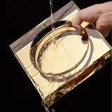 gold square glass ashtray luxury crystal finish close up